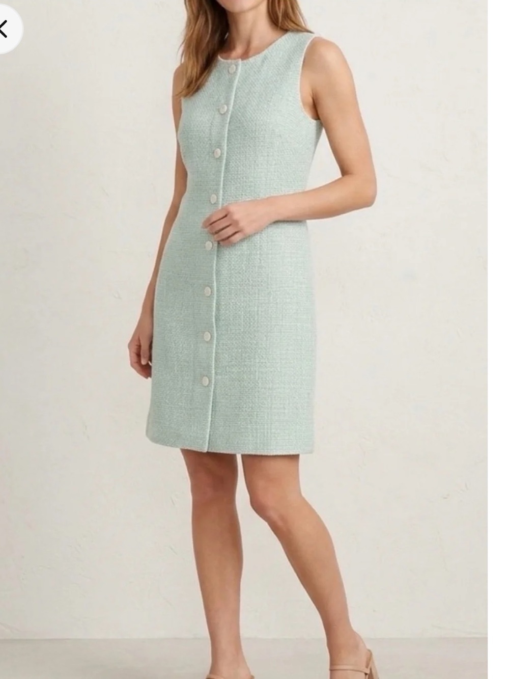 J. Crew Mint and White Tweed Sheath Dress
